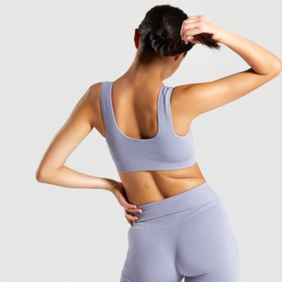 GYMSHARK POWER DOWN SPORTS BRA- BLUE STEEL - Picture 2 of 7